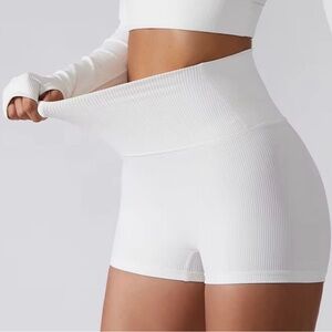 Booty scrunch BBL biker shorts nwot  Women's White High-Waisted Shorts